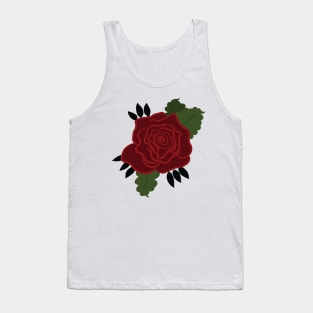 Single Red Rose Tank Top